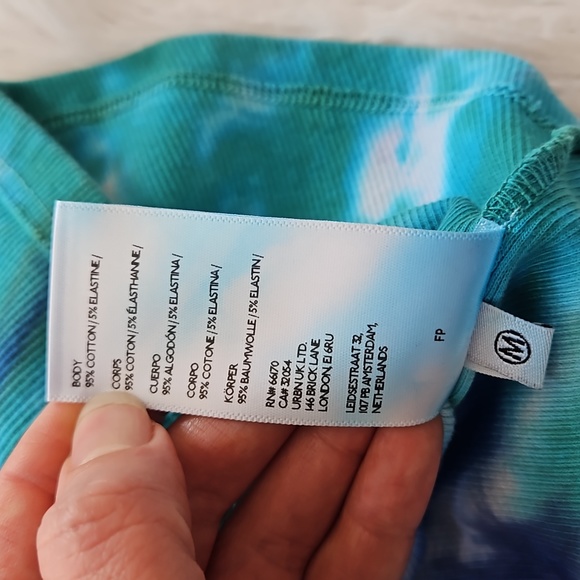 Free People Movement Ribbed T-Shirt Hand Tie Dyed Blue and green - Picture 7 of 8